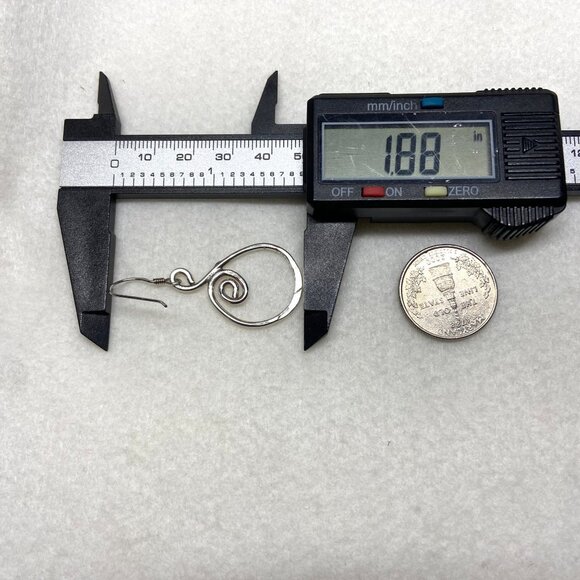 Artisan Sterling Silver 925 1.88" Hammered Spiral Wire Dangle Drop Earrings - Picture 13 of 16